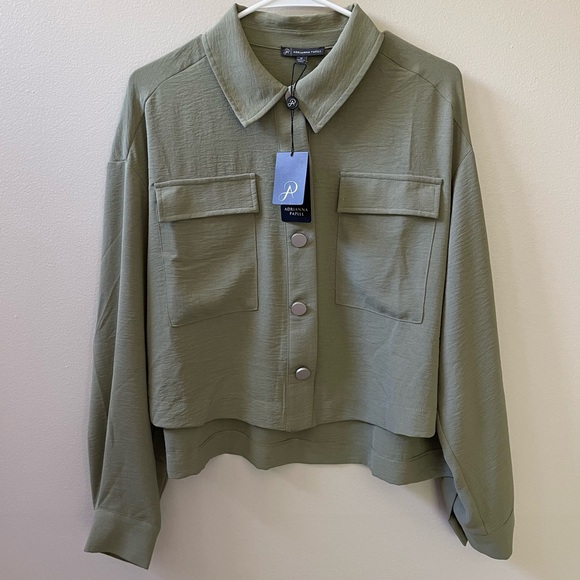 Adrianna Papell Green Utility Jacket Cropped Lightweight, Size M - Picture 4 of 11